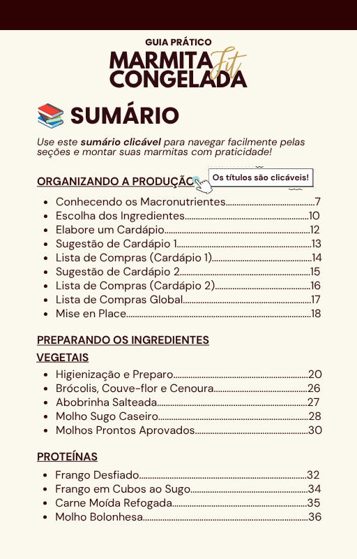 Primeira página do sumário do Guia