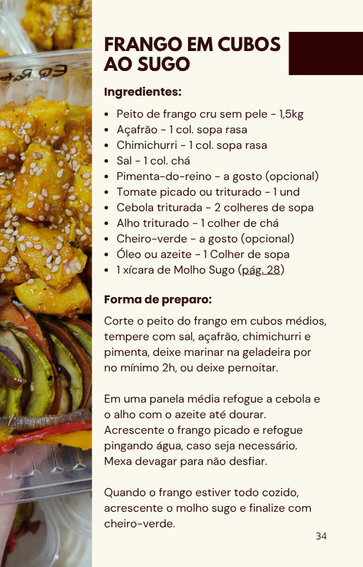Receita de frango em cubos ao sugo